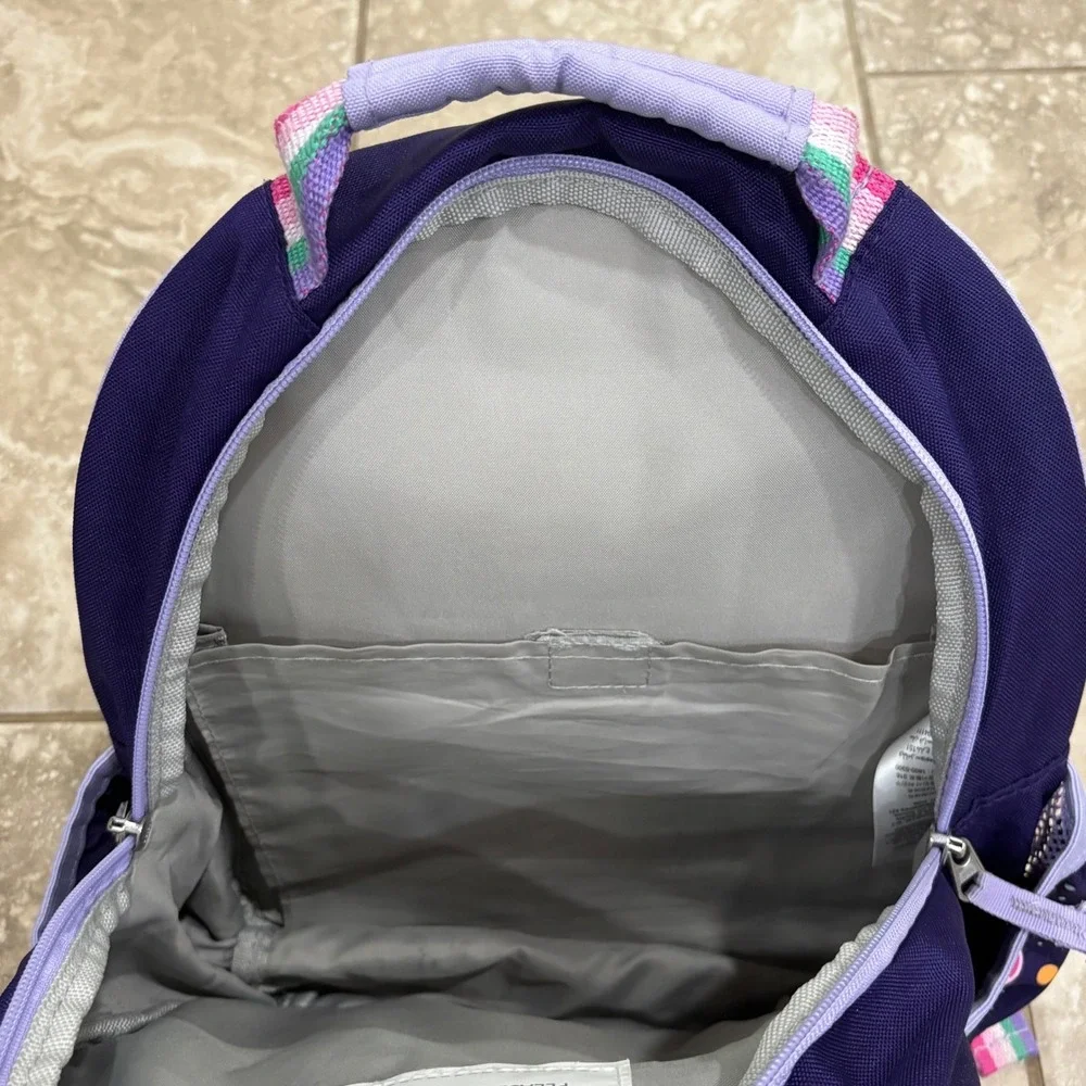 Pottery Barn Kids Galaxy Heart Backpack Purple Rainbow Straps 15 Inch